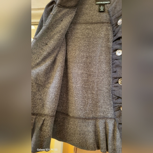 Cynthia Rowley Gray Ruffled Military Style  Blazer Sz.M - Picture 10 of 13